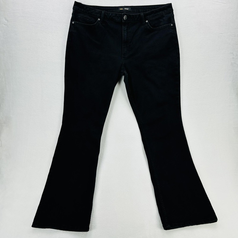 Lee Jeans Womens 18 Medium Black Bootcut Mid Rise Stretch Denim Pants Dark Wash